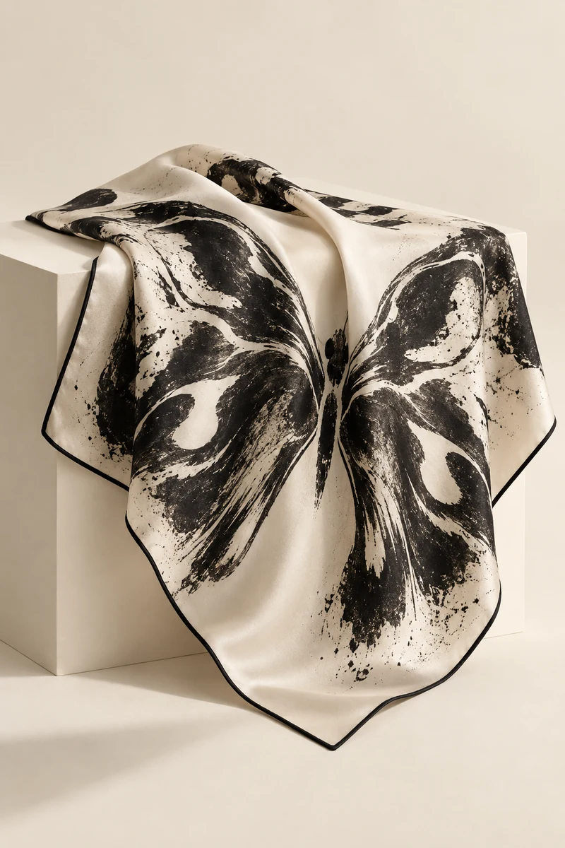 Lenço Metamorfose, Noir / Ivory